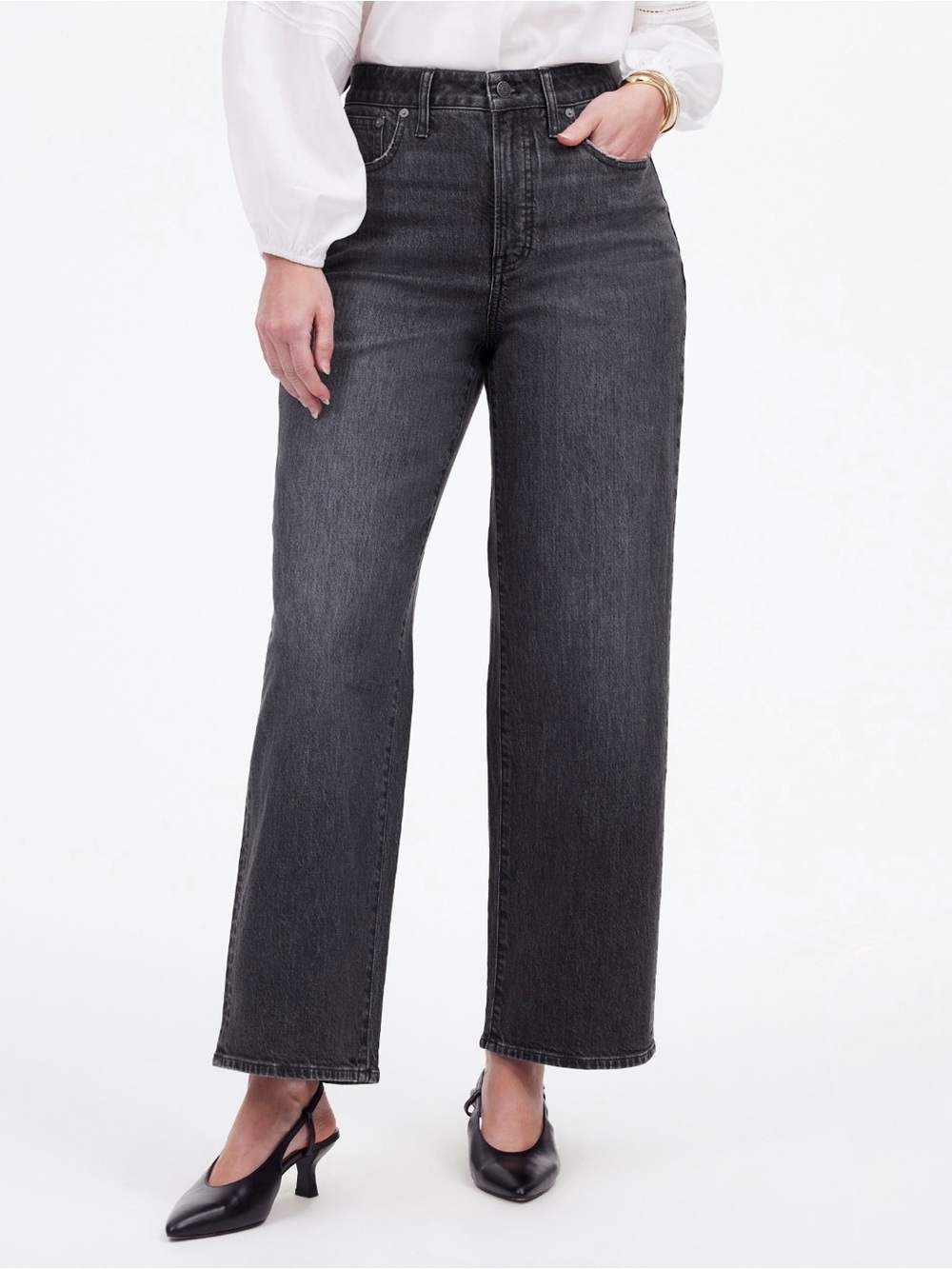 Madewell THE CURVY PERFECT VINTAGE
WIDE-LEG CROP Jean - Washed Charcoal Gray